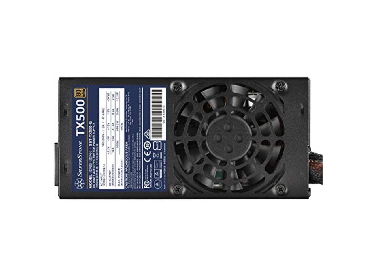 80 TX500 SST-TX500-G POWERSUPPLY ) SWTCH SILVERSTONE  
MODEL: SOOWATT THE9C  
W: 100 AC INPUT PA 2.5A MC APL 0.3A IE ACL 1.EA C MOOL  
18 MOOL AET* 18A OUTPUT POWER DC MAX AREA  
HMACARDOUS CAUTION 10 CE FC  
RONS 4 v  
SST-TX500-9