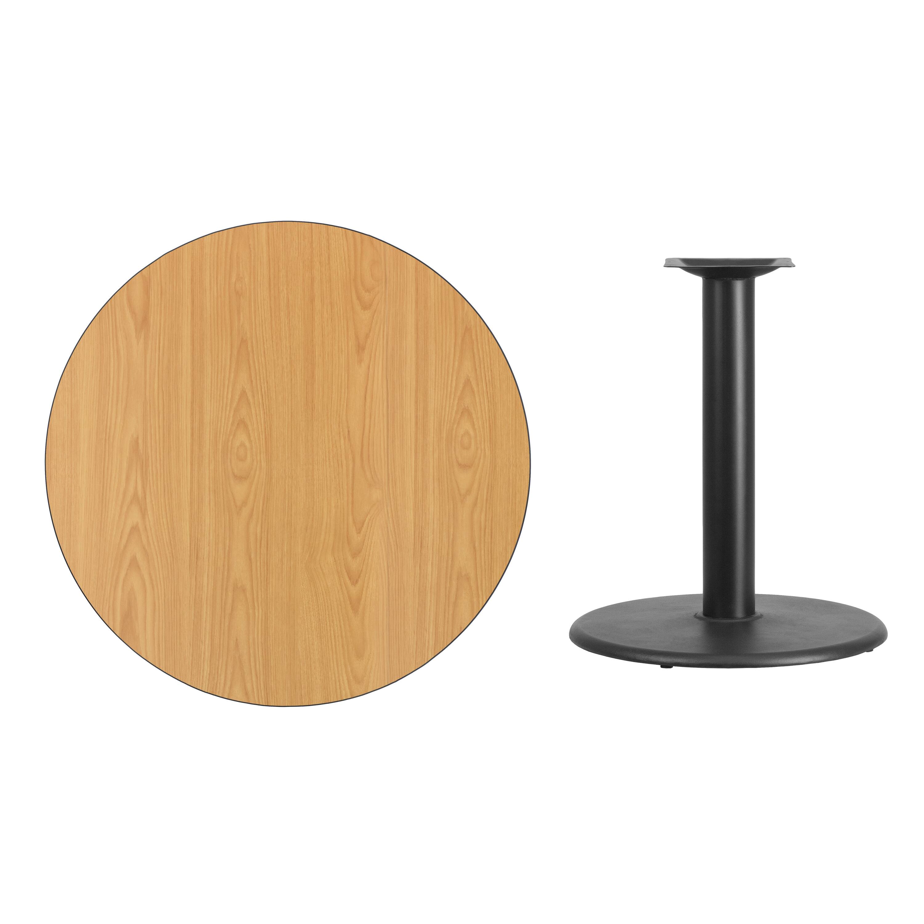 Alt View 2. Emma + Oliver - 36" Round Laminate Table Top with 24" Round Table Height Base - Natural.
