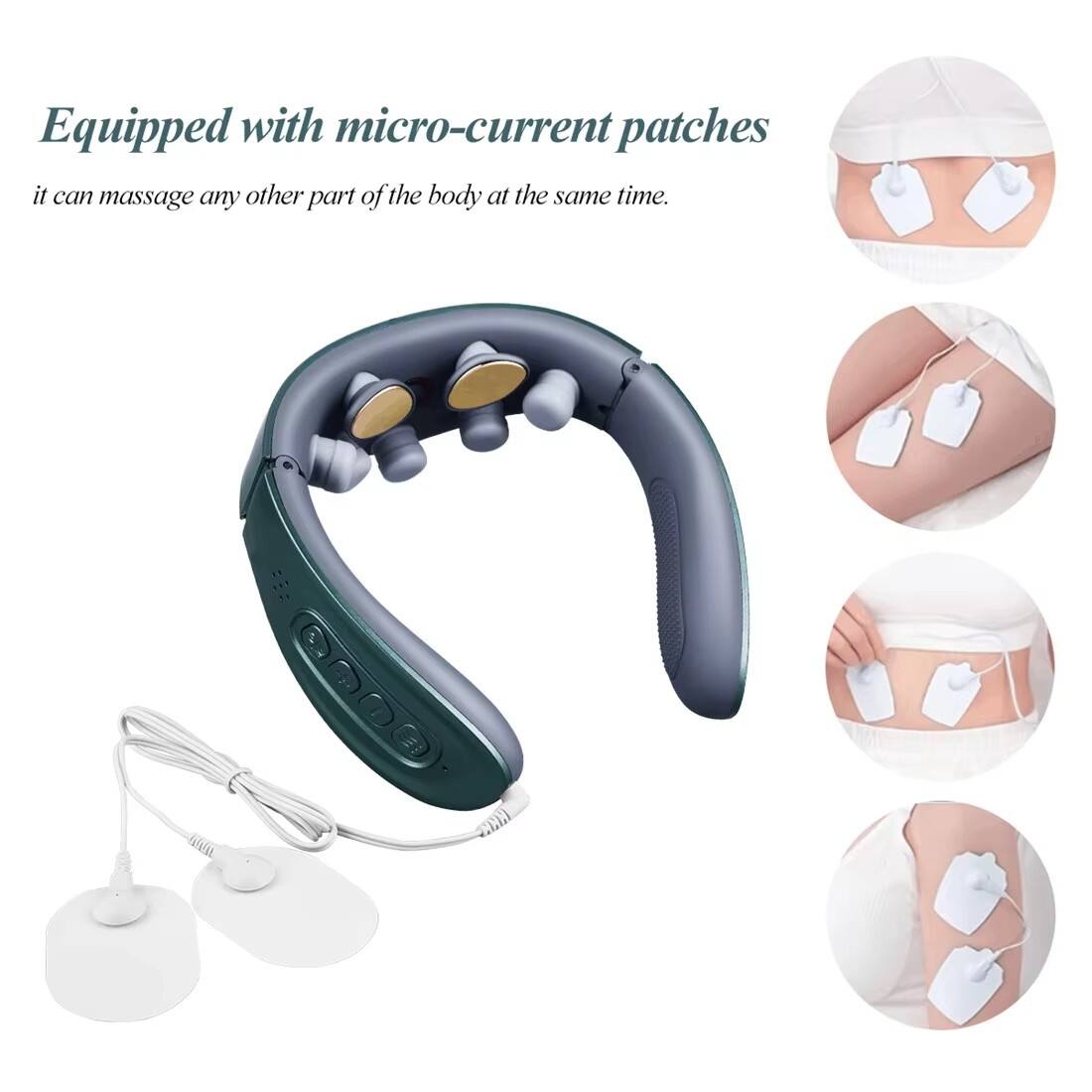 Equipped with micro-current patches, it can massage any other part of the body at the same time.