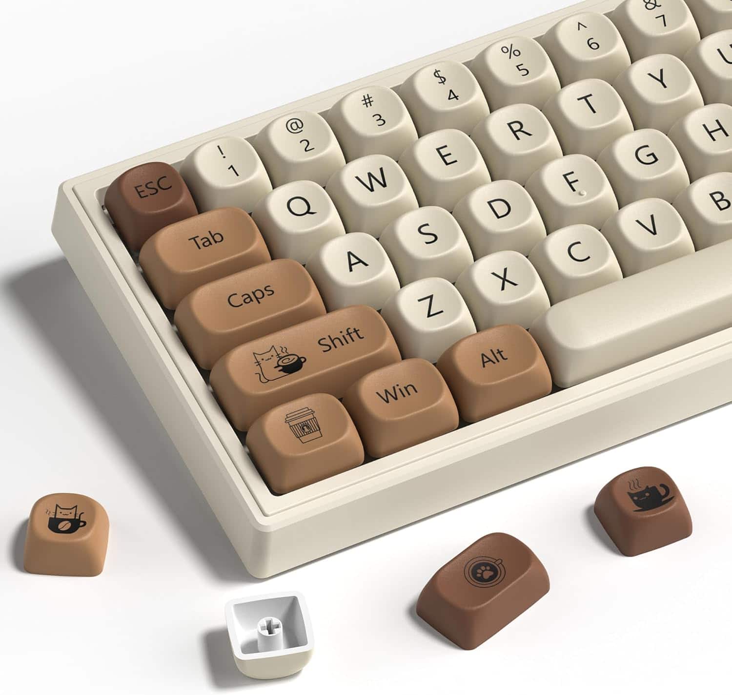 Womier - PBT Keycaps, 134 Keys Dye-Sublimation MOA Profile Key caps for 100%, 75%, 65%, 60% Mechanical Keyboard - Kafeima