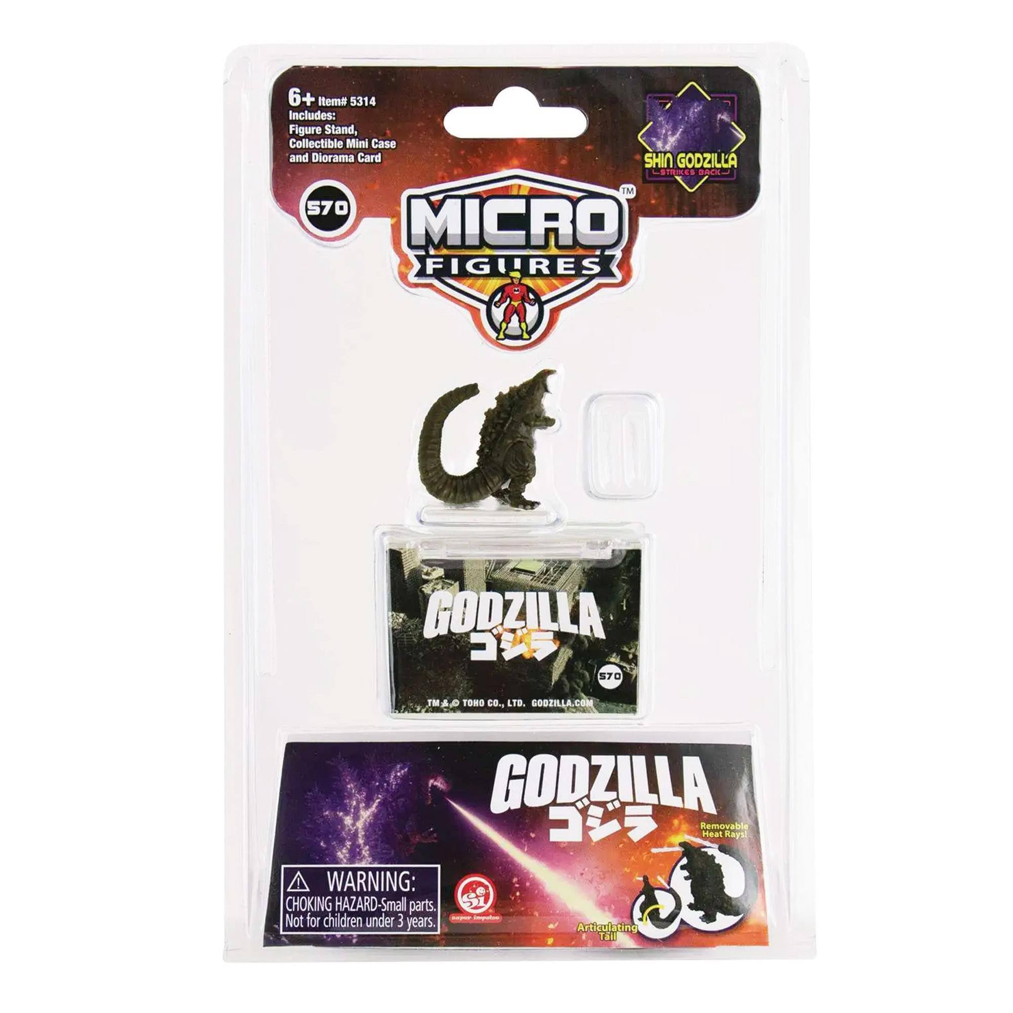 6+ Item# 5314  
Includes: Figure Stand, Collectible Mini Case and Diorama Card  

SHIN GODZILLA  
MICRO FIGURES  
S70  

GODZILLA  
S70  
TOMY CO., LTD. GODZILLA.COM  

WARNING: CHOKING HAZARD-Small parts. Not for children under 3 years.  
Articulating 15d