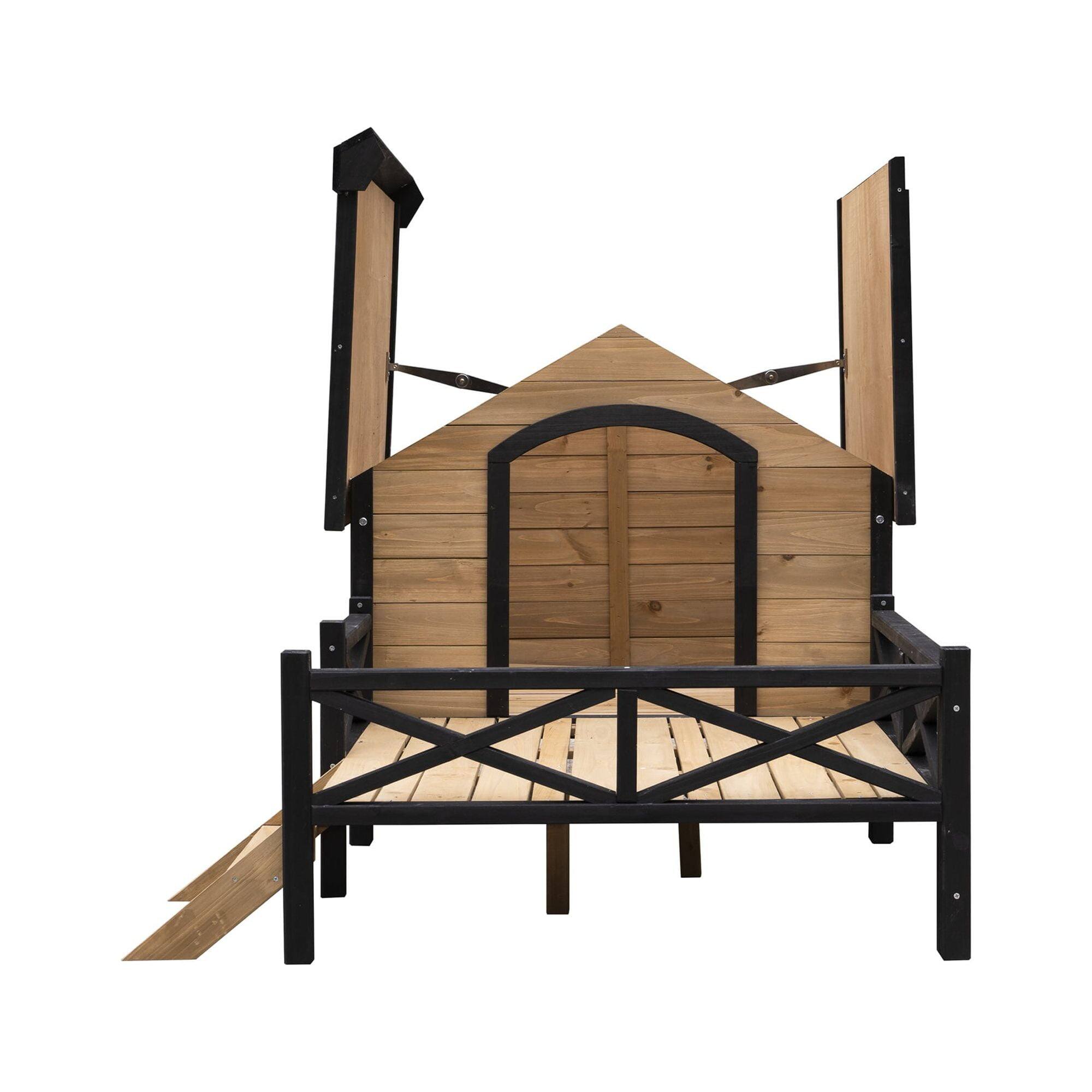 Alt View 7. Pefilos - 66" Large Dog House for Outdoor, Wooden Dog Kennel with Porch for Indoor Pet Living.