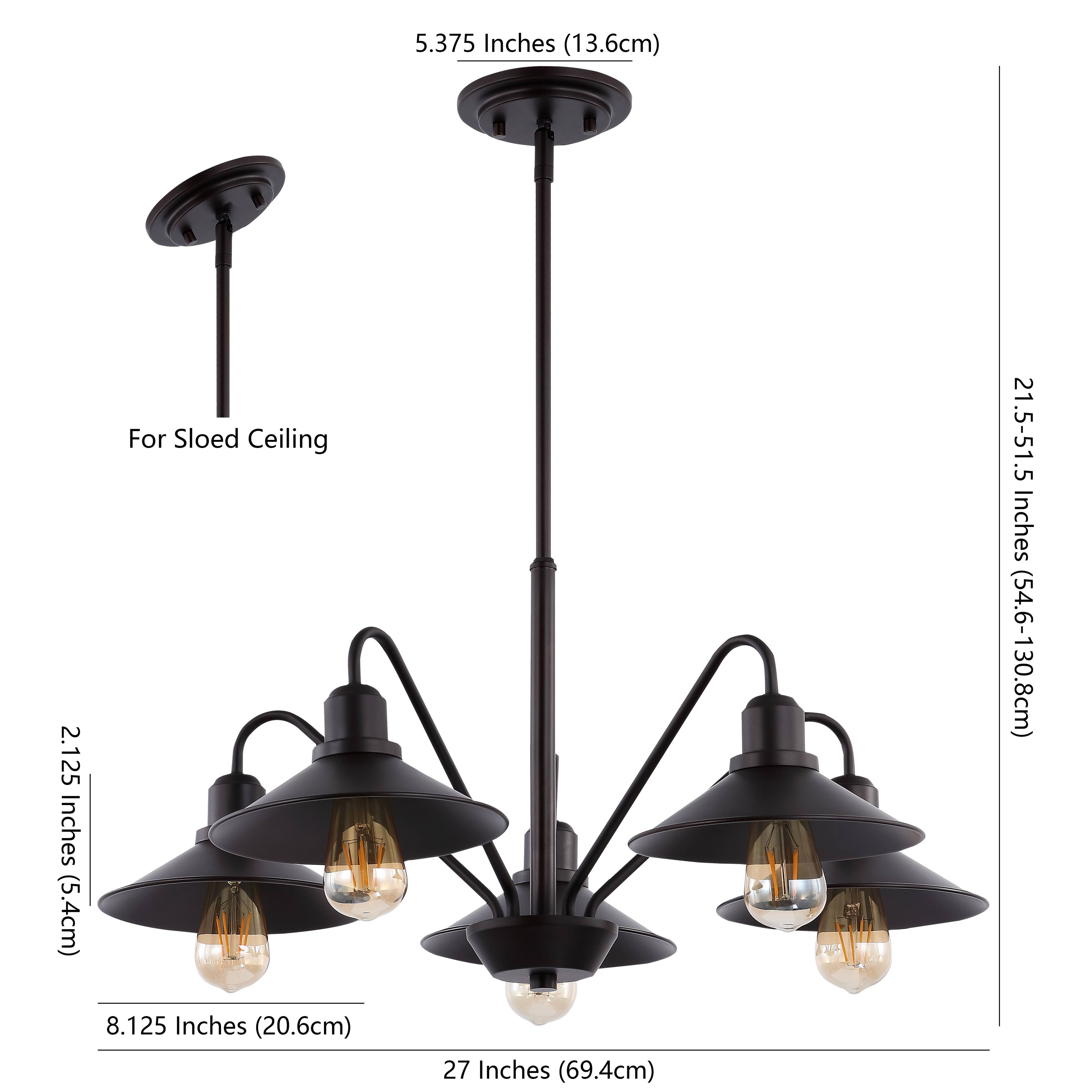 5.375 Inches (13.6cm)  
2.125 Inches (5.4cm)  
For Sloped Ceiling  
21.5-51.5 Inches (54.6-130.8cm)  
8.125 Inches (20.6cm)  
27 Inches (69.4cm)