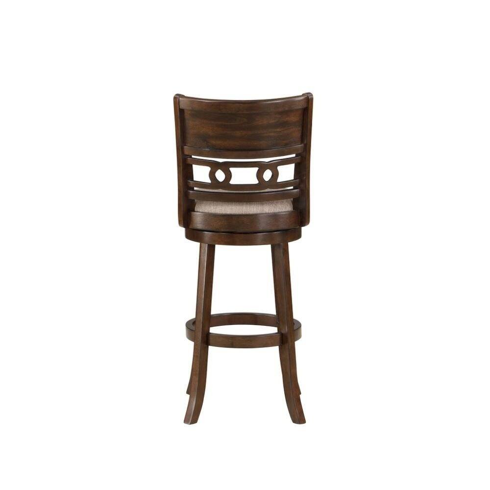Back. FurniFact - Brown Solid Wood 29" Swivel Bar Stool - Cherry.
