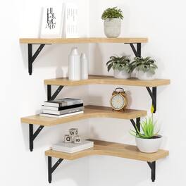 Dazzed Corner - Corner Floating Shelves Wall Mounted Set of 4 - Natural