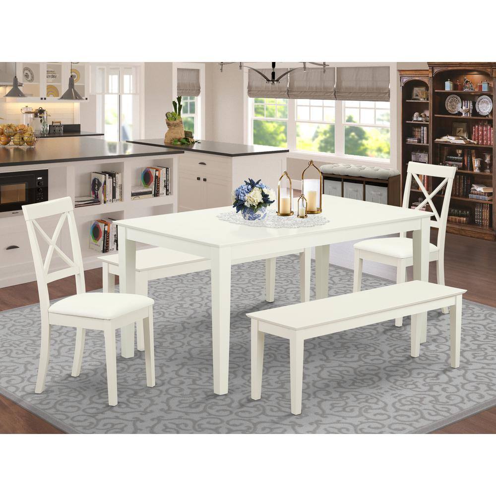 Left. East West Furniture - Dining Room Set Linen White - Brown.