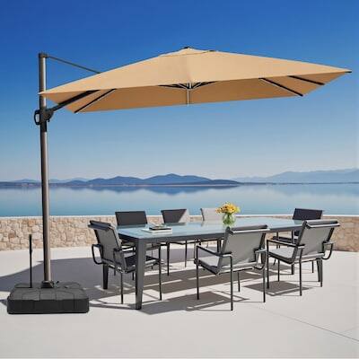 Alt View 5. Crestlive Products - Crestlive Products 12ft Aluminum Tan Slide-tilt Cantilever Patio Umbrella Base - Brown.