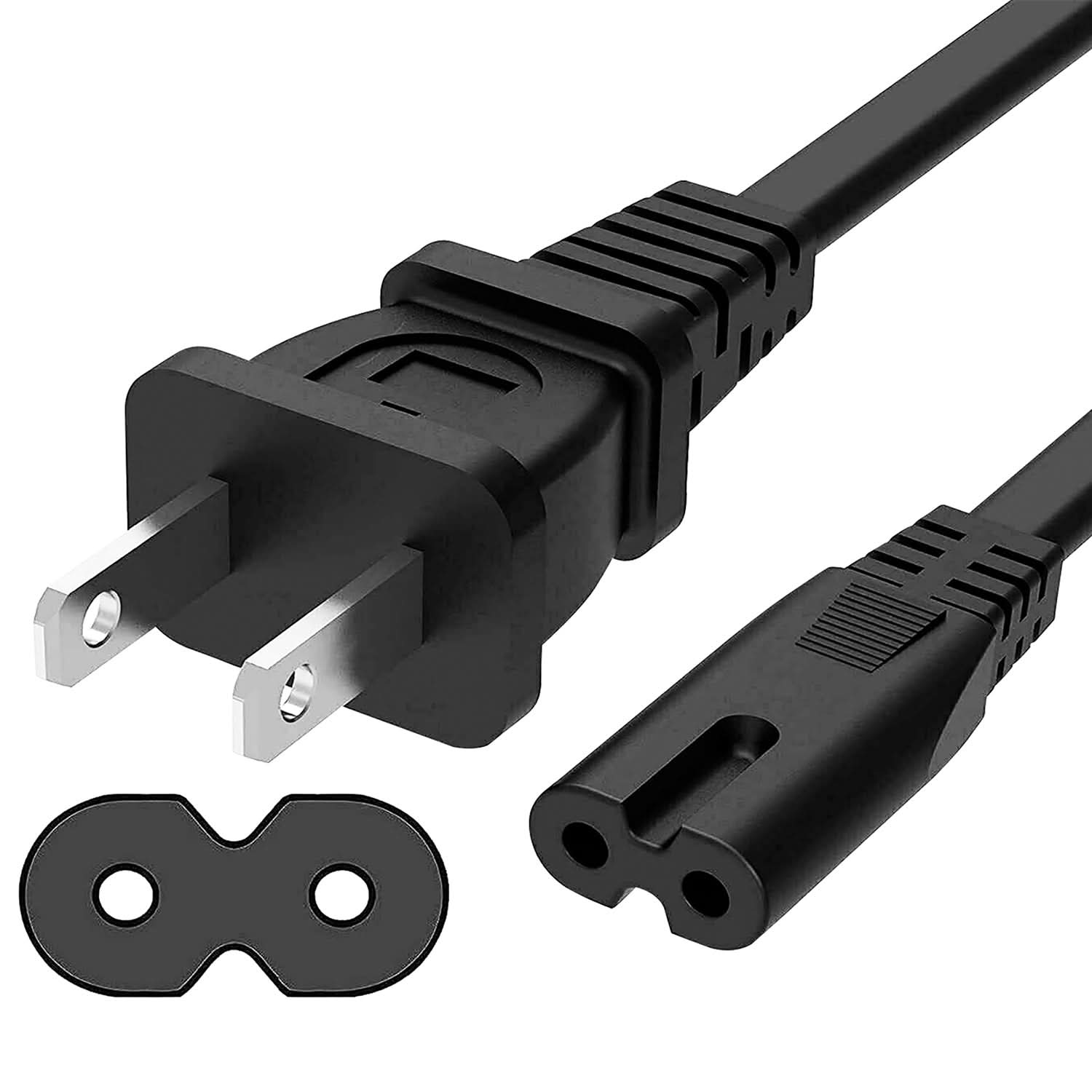 Front. 5 CORE - AC Power Cord 6 Ft 2 Prong US Male to Female Extension Adapter 16AWG/2C 125V 13A - Black.