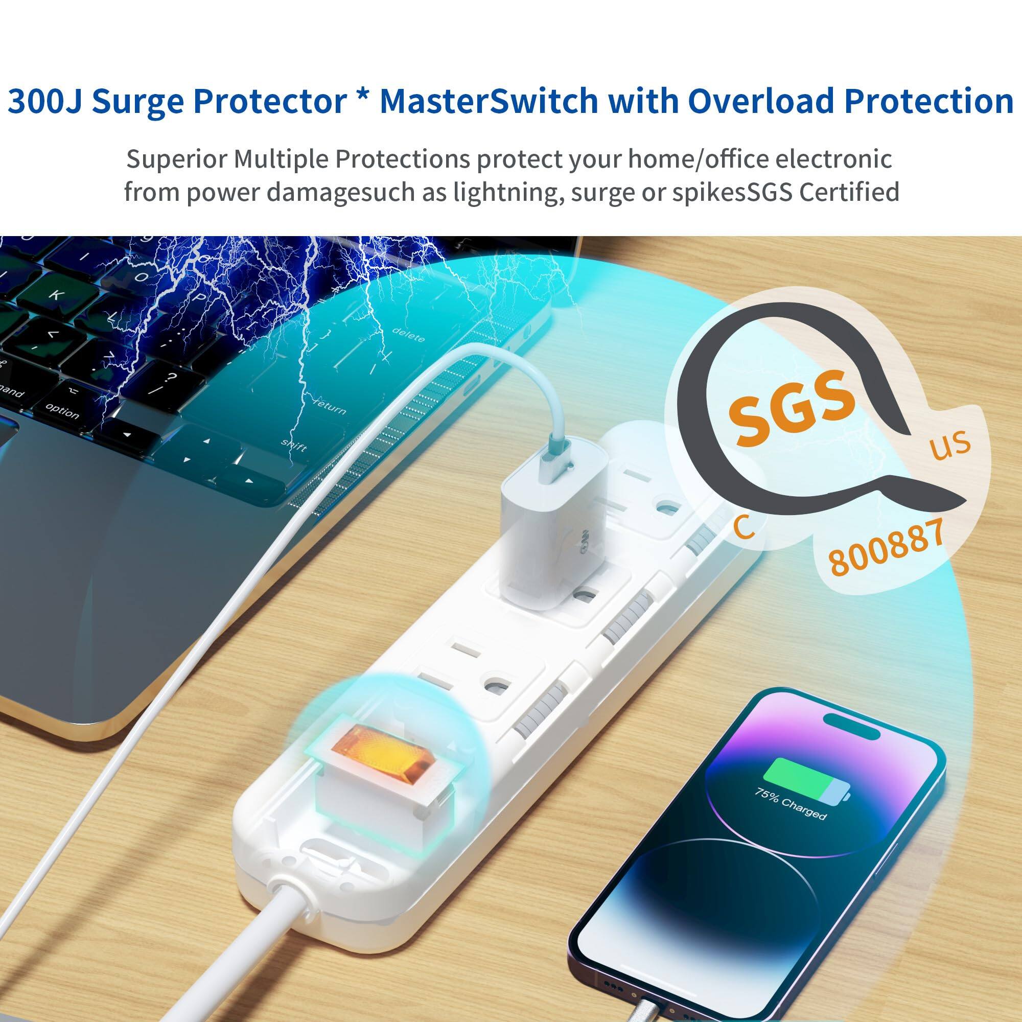 300J Surge Protector * MasterSwitch with Overload Protection

Superior Multiple Protections protect your home/office electronic from power damages such as lightning, surge or spikes SGS Certified

78% Charged