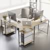 Front. Bestier - L-Shaped Desk with Shelves - 59" Wide - Light Oak.