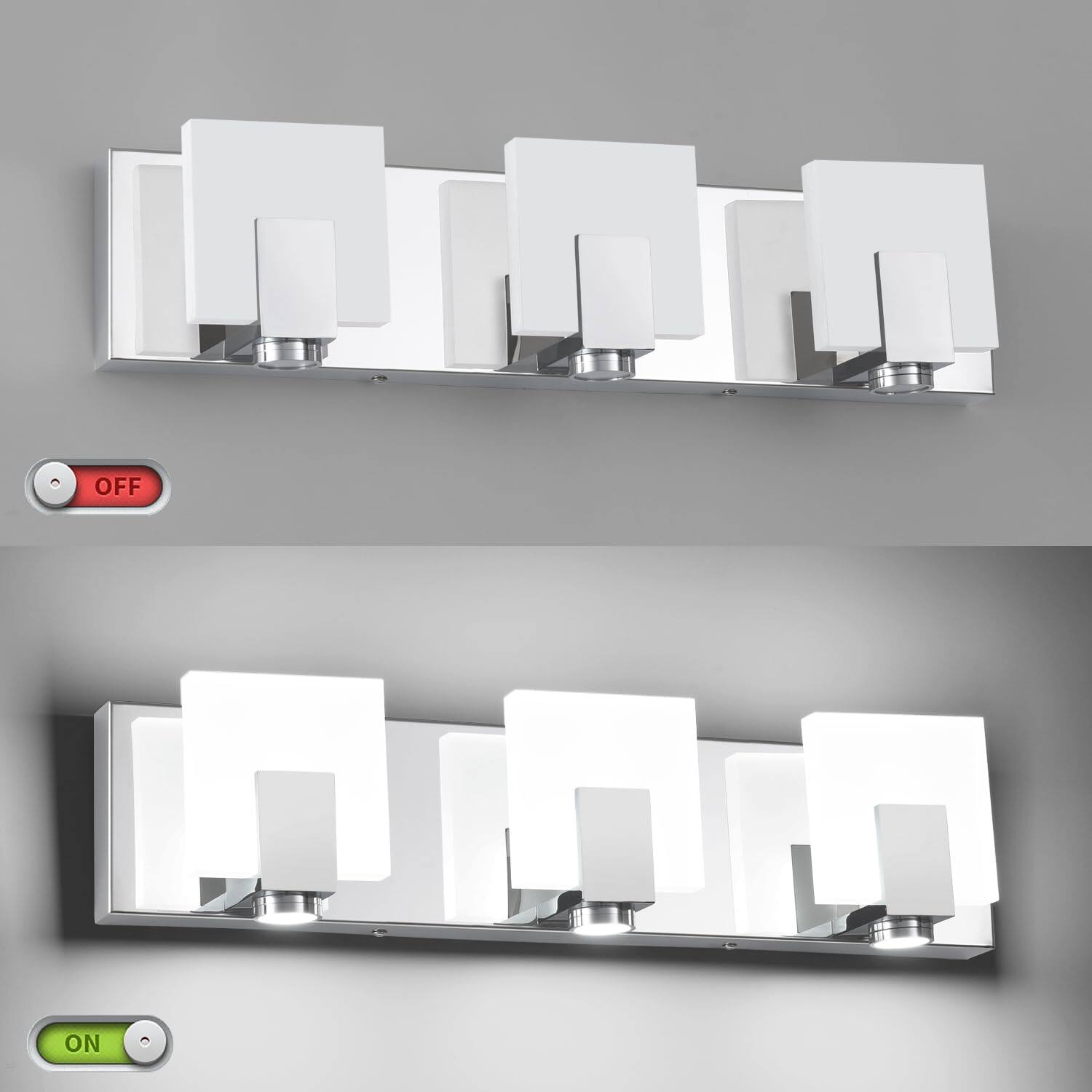 Alt View 3. TECH SAFARI - Bathroom Vanity Lights Over Mirror Modern Chrome Bath Light Fixtures Stainless Steel Shade - Chrome- Dimmable 5 Lights（33 inch）.