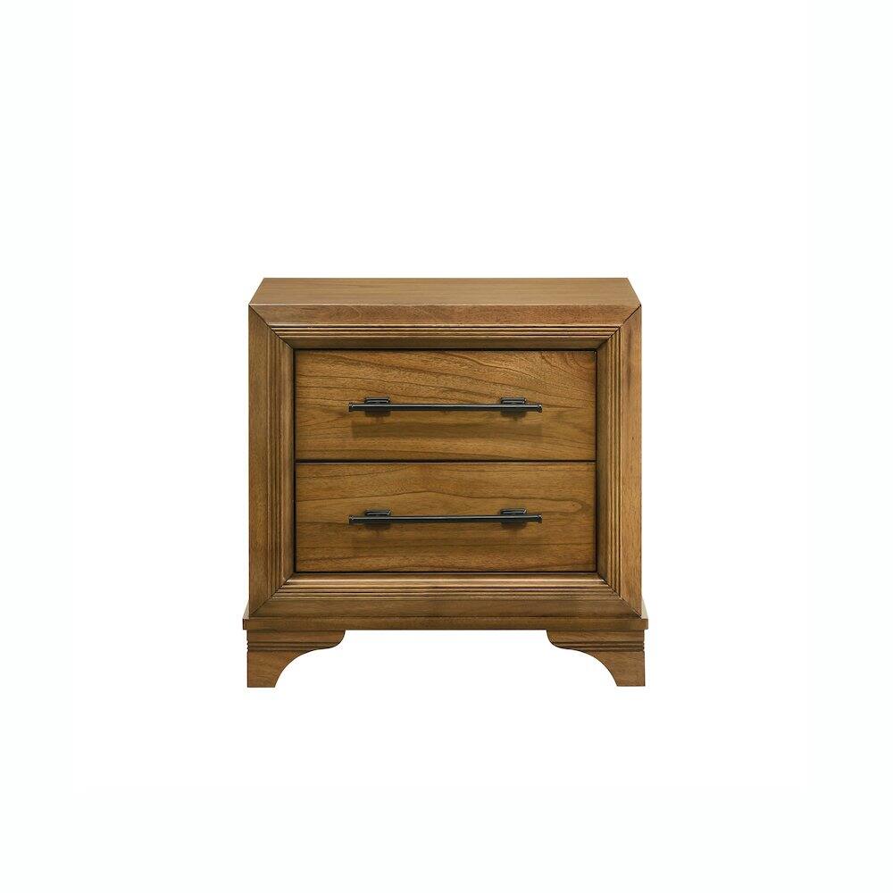 Angle. New Classic Furniture - Talcott Wood 2-Drawer Nightstand in Honey/Brown - Honey.