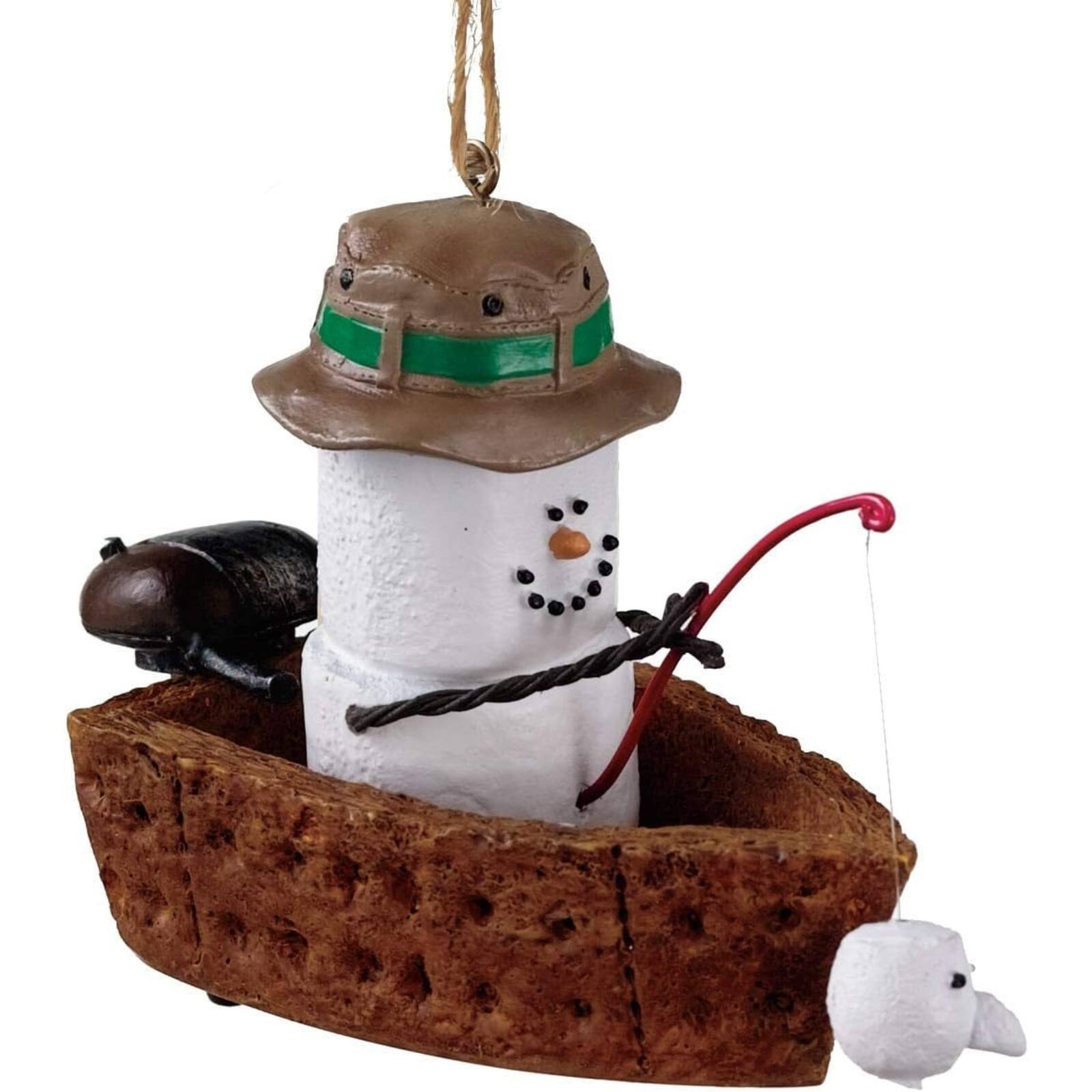Front. Ganz - Ganz S'mores Snowman in Fishing Boat Resin Christmas Ornament 3 inch - Multicolor.