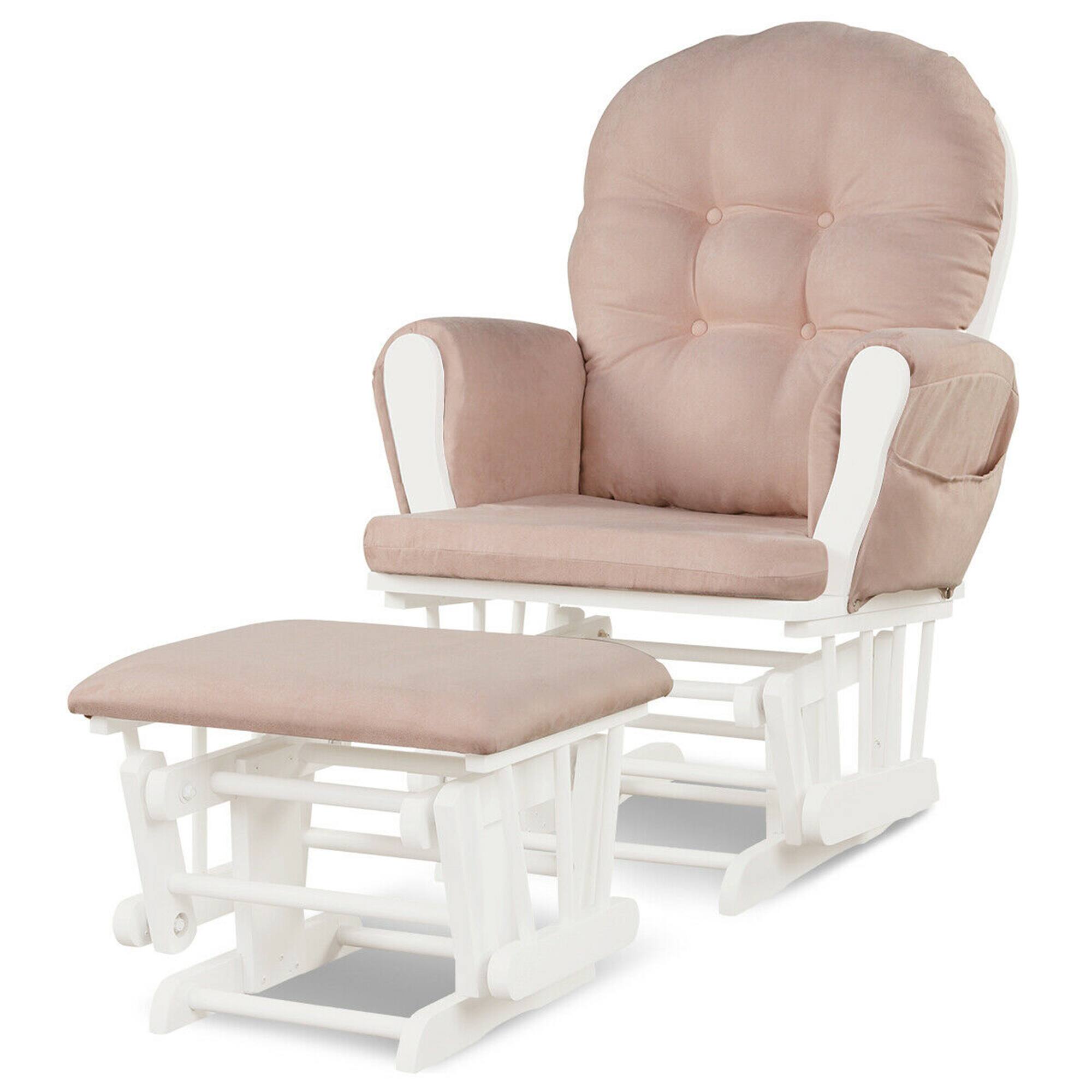 Alt View 9. Gymax - Gymax Glider and Ottoman Cushion Set Wood Baby Nursery Rocking Chair Pink - Pink.