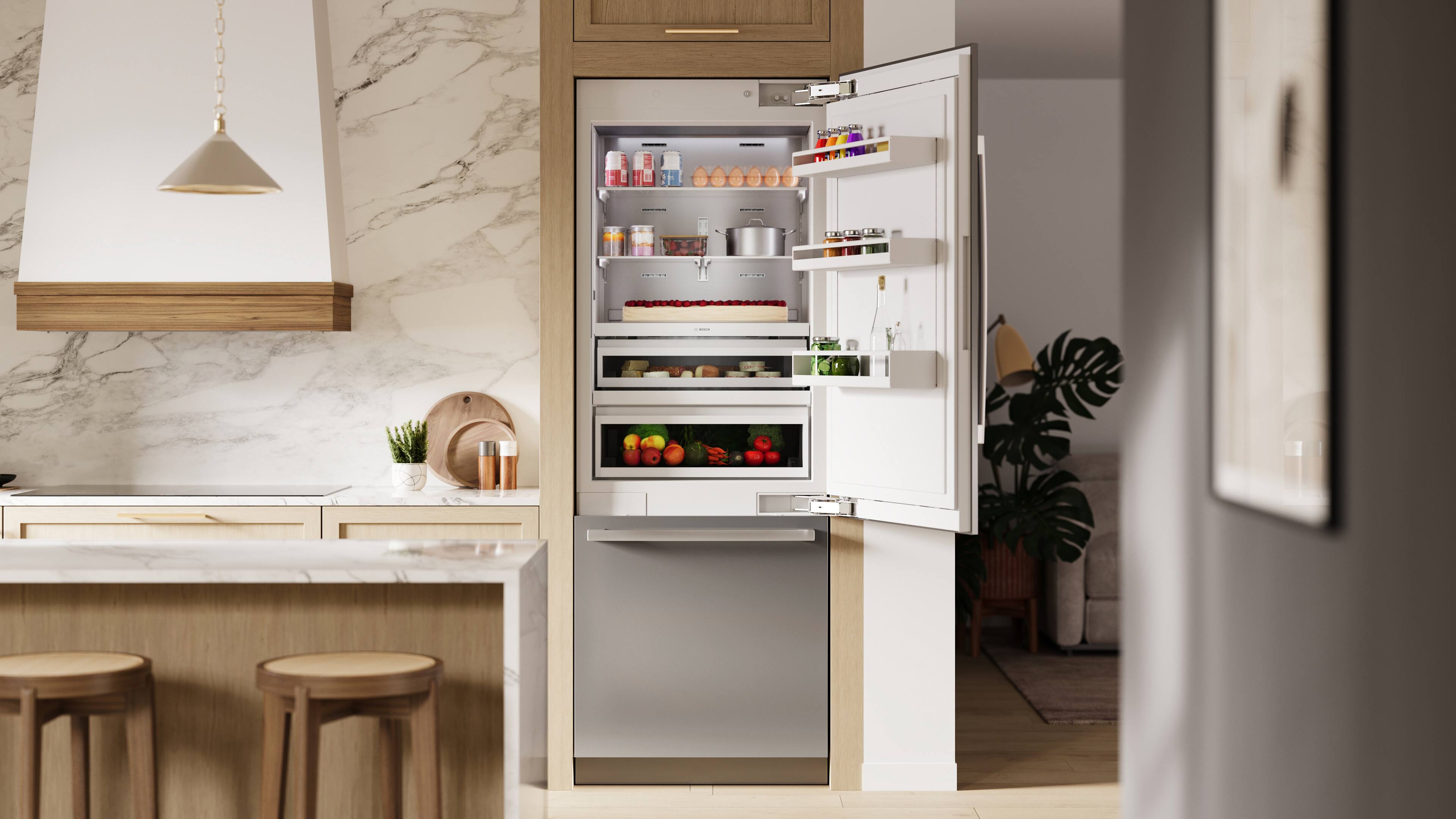 Alt View 5. Bosch - Benchmark Series 16.5 Cu. Ft. Bottom-Freezer Counter-Depth Smart Refrigerator - Stainless Steel.