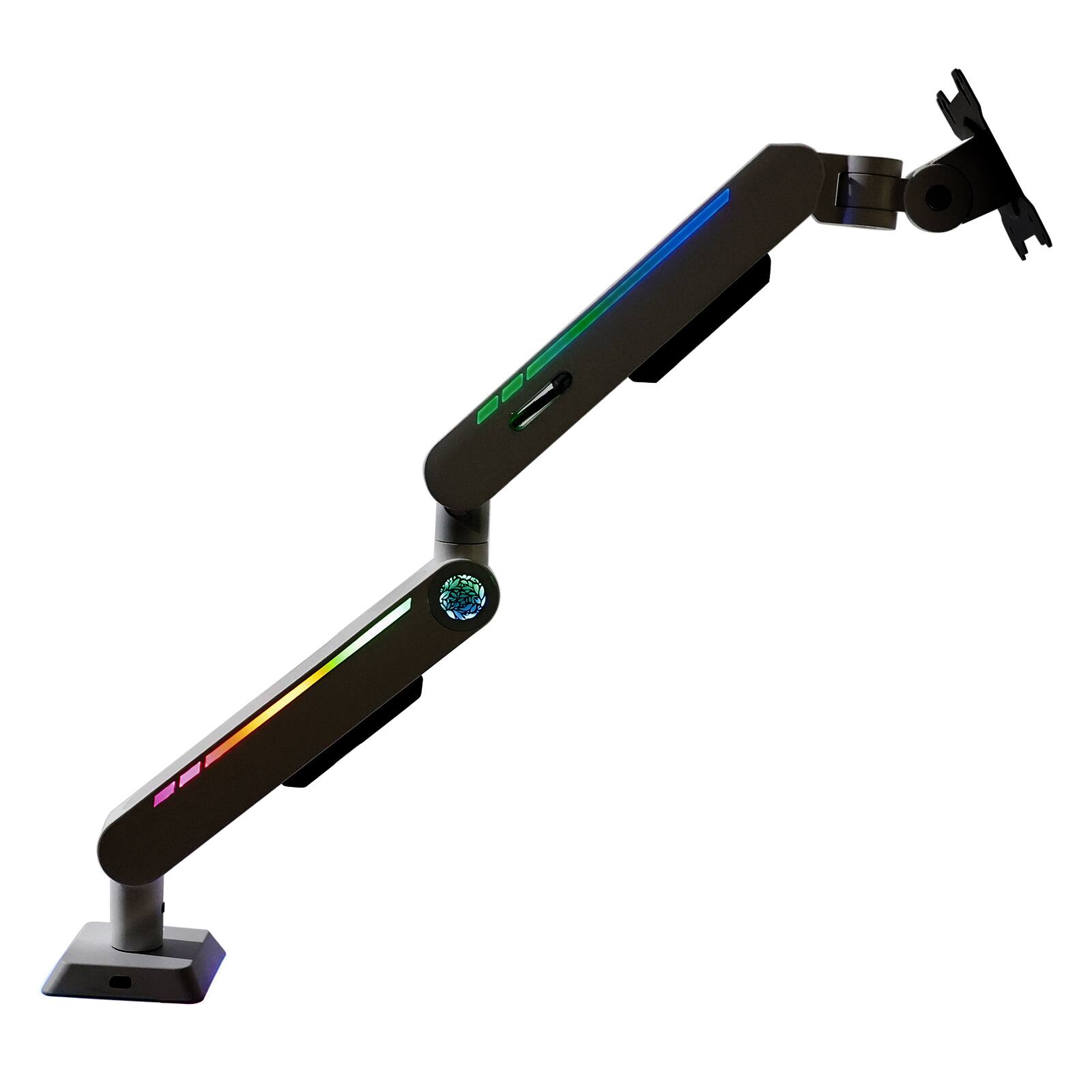 Alt View 6. Topteng - Gaming Monitor Arm for 17"-32" Screens – RGB Lighting, 19.8 lbs Capacity, Full Motion Adjustment, Fit for Gaming Setup - Black.