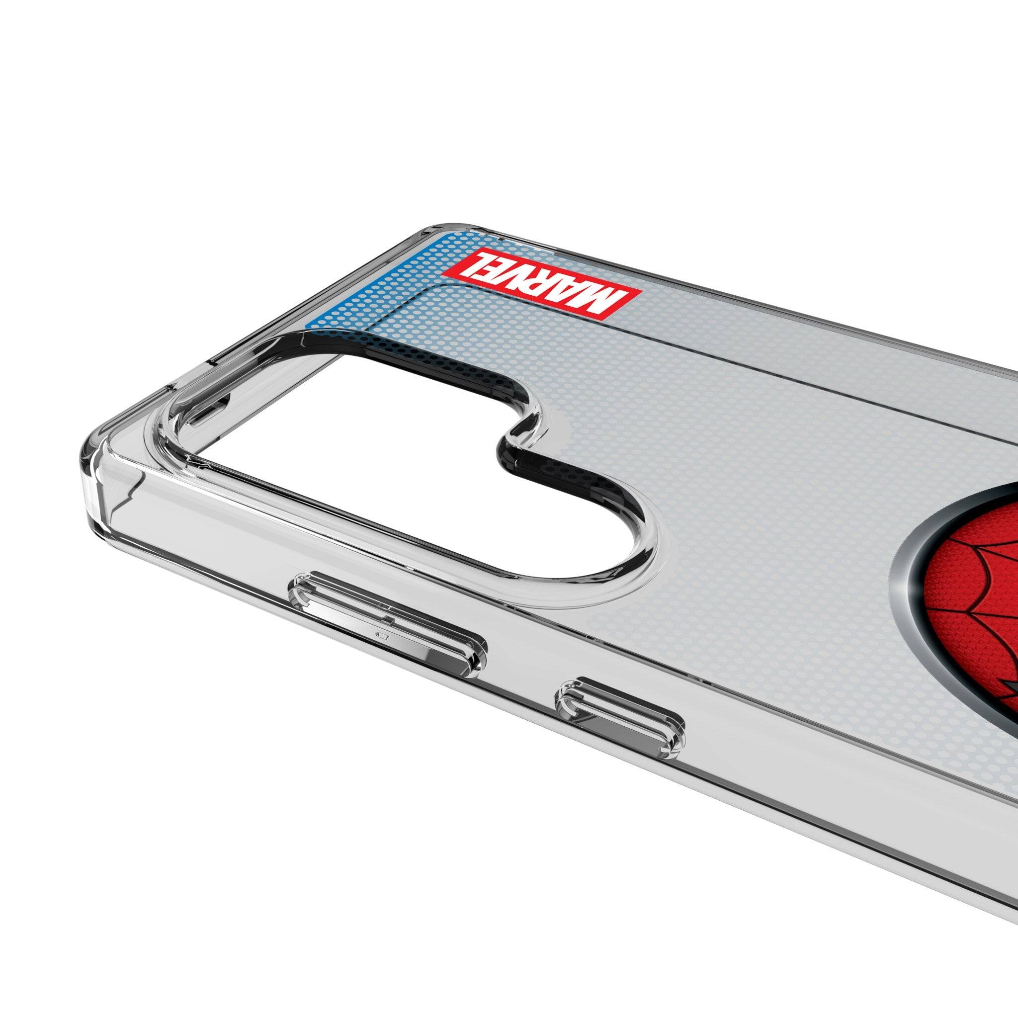 Left. Keyscaper - Marvel Grid Clear Phone Case - Samsung Galaxy S22 - Spider-Man.