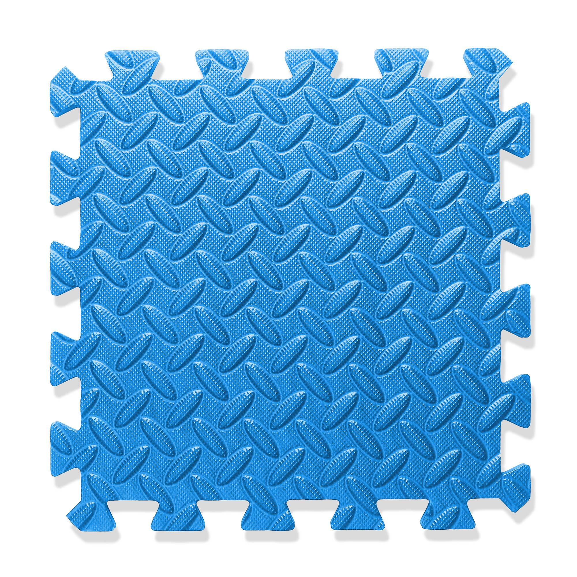 Alt View 4. Philosophy Gym - Exercise Flooring Mats - Foam Rubber Interlocking Puzzle Floor Tiles - Blue.