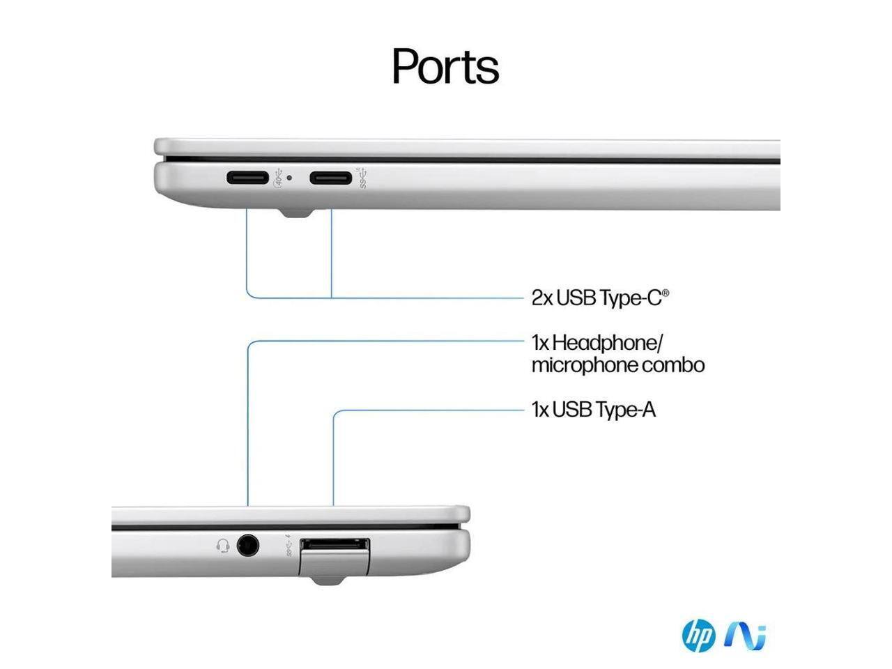 Ports  
2x USB Type-C  
1x Headphone/ microphone combo  
1x USB Type-A