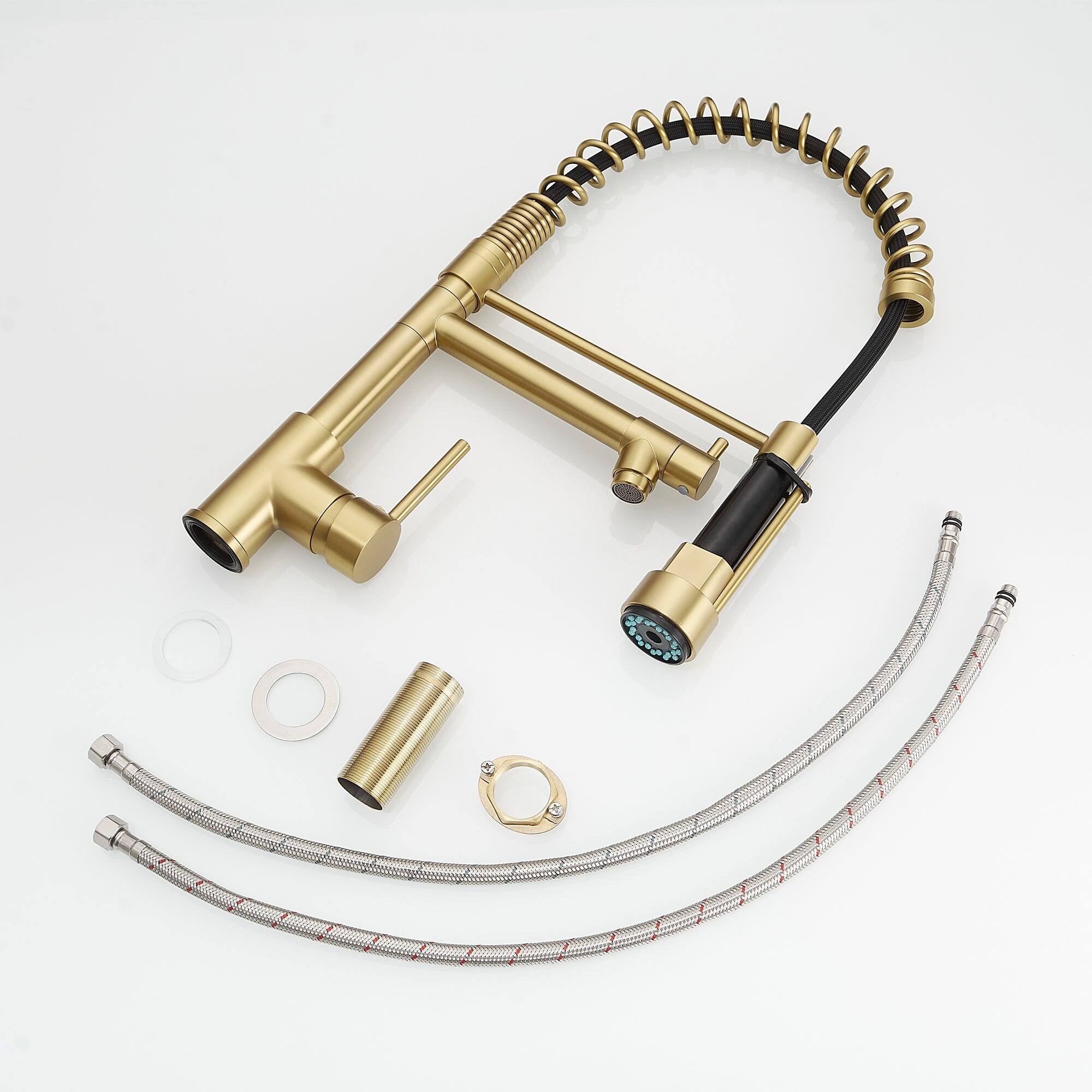 Alt View 2. Boyel Living - Brushed Gold 2 Spray Patterns Single Handle No Sensor Pull Down Sprayer Kitchen Faucet with Pot Filler - Brushed Gold.