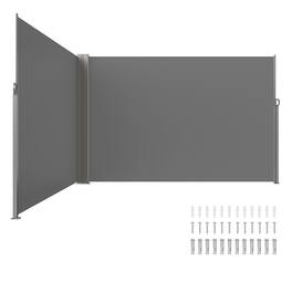 VEVOR - Retractable Side Awning, 79''x 236'' Outdoor Privacy Screen, 180g Polyester Water-proof Retractable Patio Screen - Gray
