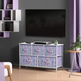 Sorbus - TV Stand Dresser with 5 Drawers - Television Riser Chest with Storage - Fits Most TVs, Bedroom, Living Room - Purple Tie-Dye