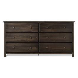 SlickBlue - Farmhouse Solid Pine Wood 6-Drawer Dresser for Bedroom Storage - Espresso