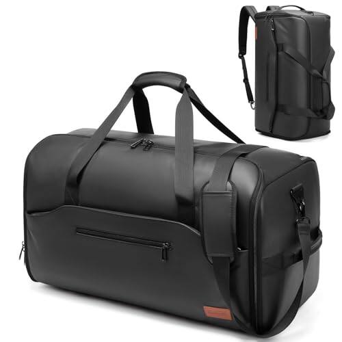 Front. DORLUKFU - Garment Bags for Travel,45L Carry on Convertible Garment Duffle bag for Men Women - 3 in 1 Hanging Suit Travel Bag with - Black.