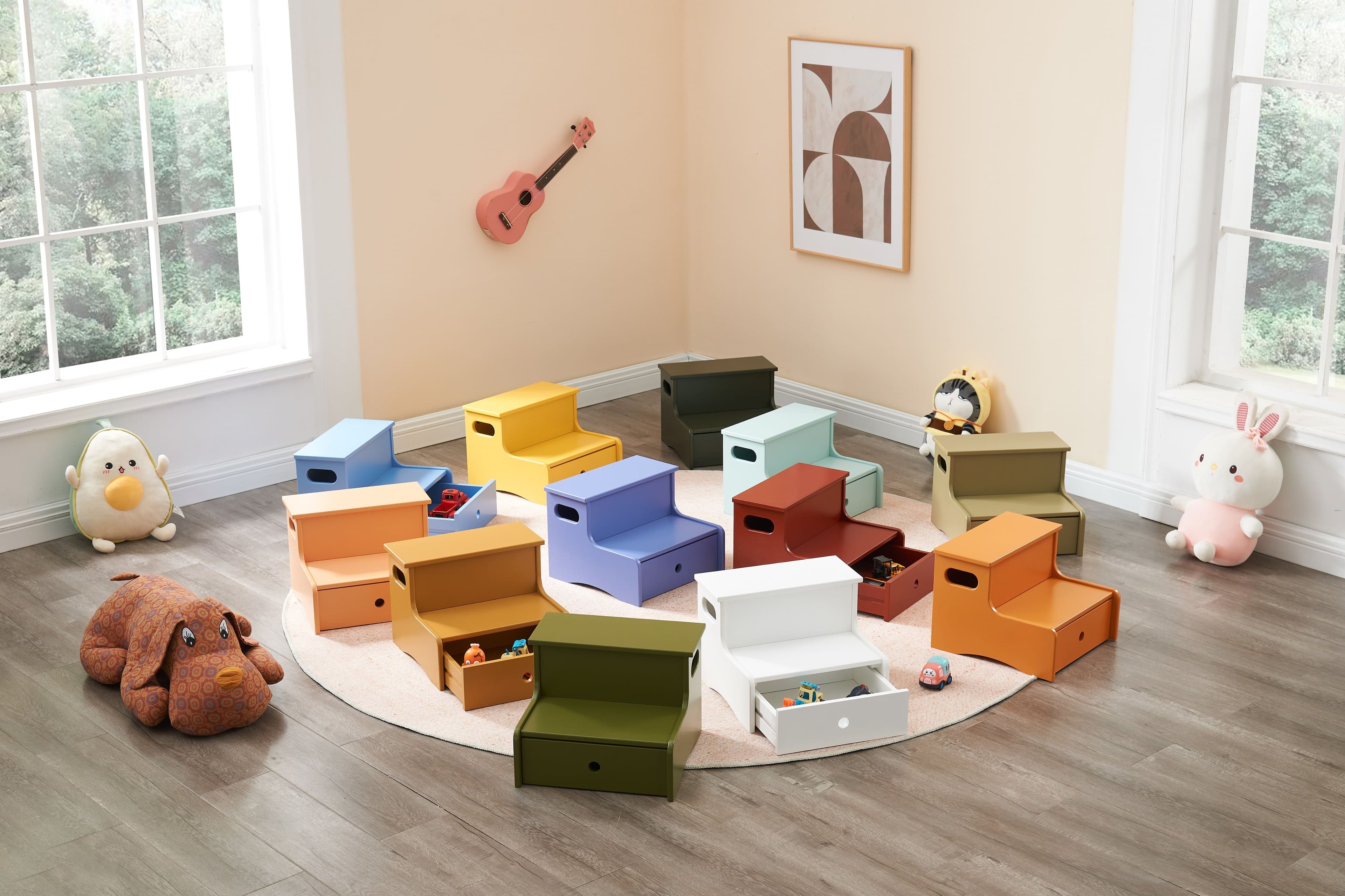 Kings Brand Furniture Wooden Toddler Step Stool for Kids with