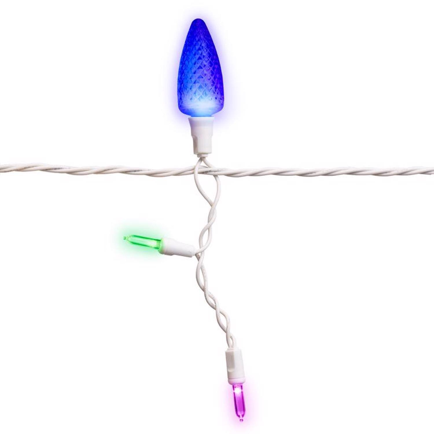 Left. Celebrations - Celebrations Platinum LED C9 Multicolored 70 ct Icicle Christmas Lights 9 ft..