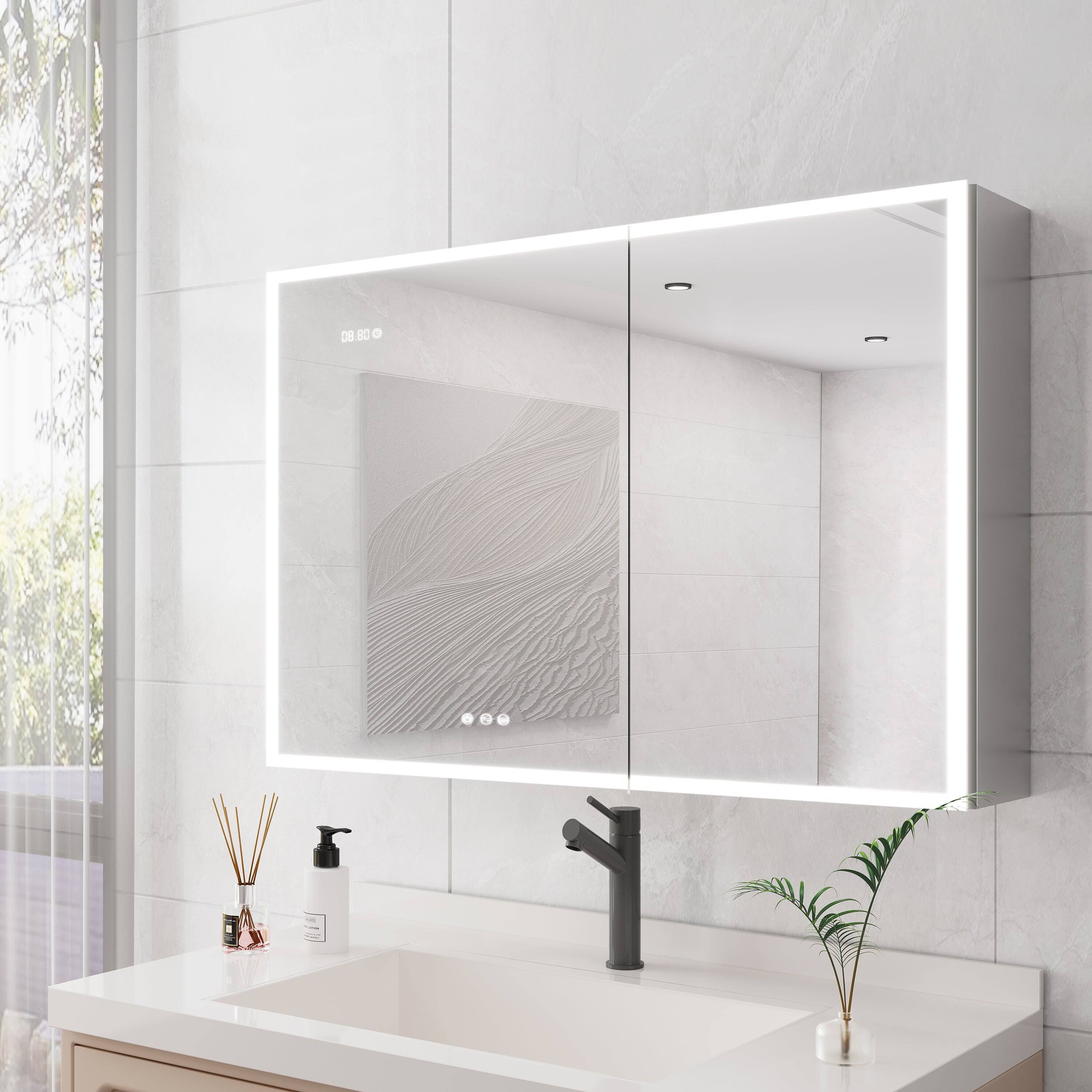 Alt View 7. Boyel Living - Bathroom Medicine Cabinet with LED Mirror Lights 36x24 Inch Double Door with Defogger - Silver.