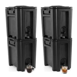 Costway - 4 PCS 13.2 Gal Insulated Beverage Dispenser with Handles & Two-Stage Faucet - Black