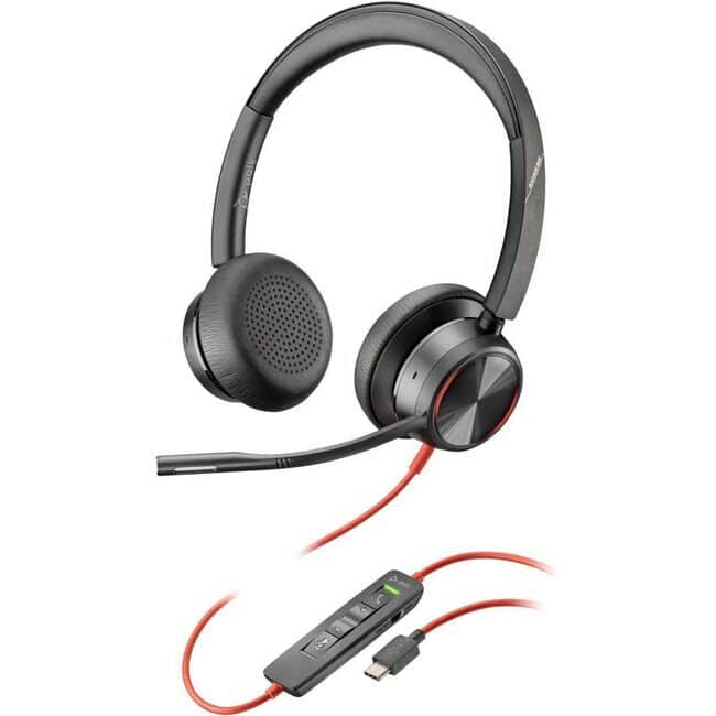 HP - Poly Blackwire 8225 Stereo USB-C Headset +USB-C/A Adapter - Stereo - USB Type C - Wired - 32 Ohm - On-ear - Binaural - E - Black