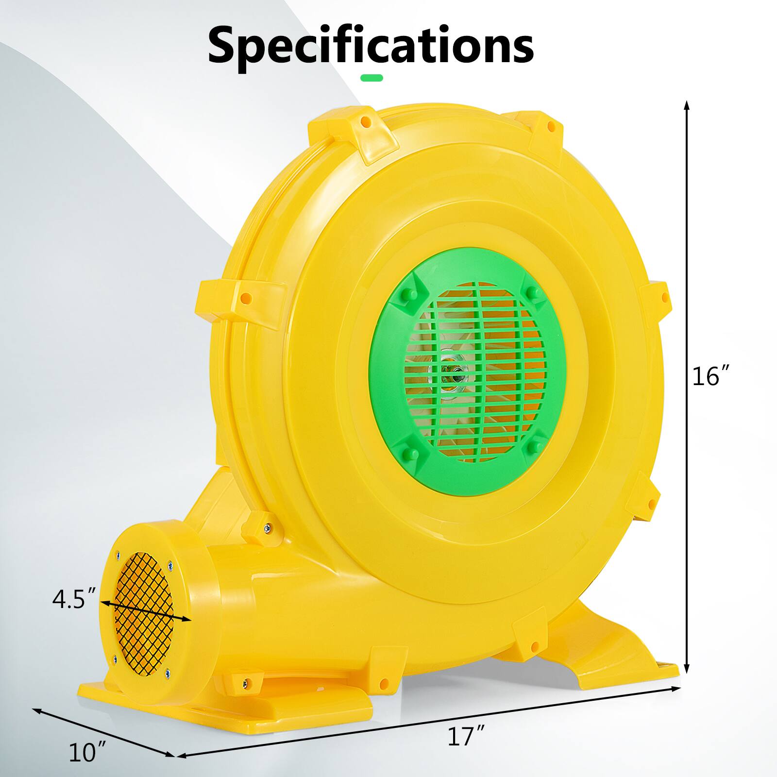 Specifications

- 16"
- 4.5"
- 10"
- 17"