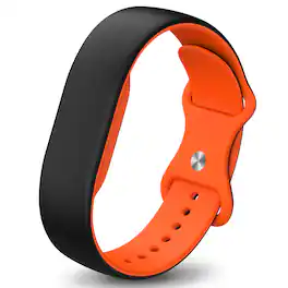 Fintie - Soft Silicone Loop Band for Google Fitbit Air, Ultra-Soft Silicone Replacement Strap Adjustable Sport Wristband - Black/Orange