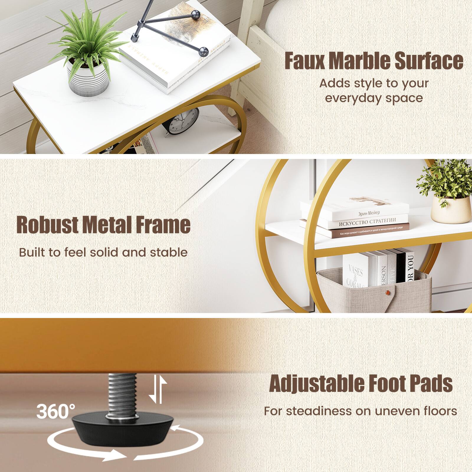 ANIMALS HAPPY

Faux Marble Surface Adds style to your everyday space

Robust Metal Frame Built to feel solid and stable

pixpoo. 2019 x - VASES URSON CORDIE

YOU R

360

1L

Adjustable Foot Pads For steadiness on uneven floors