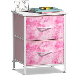 Sorbus - Nightstand with 2 Drawers - Steel Frame, Wood Top &Fabric Bins -Home, Bedroom, Office &College Dorm, Kids Bedside - Tie dye pink
