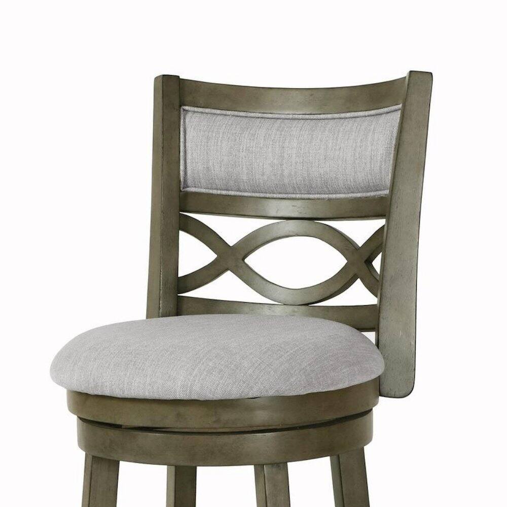 Back. FurniFact - Gray Wood Swivel Counter Stool Set of 2 - Grey.