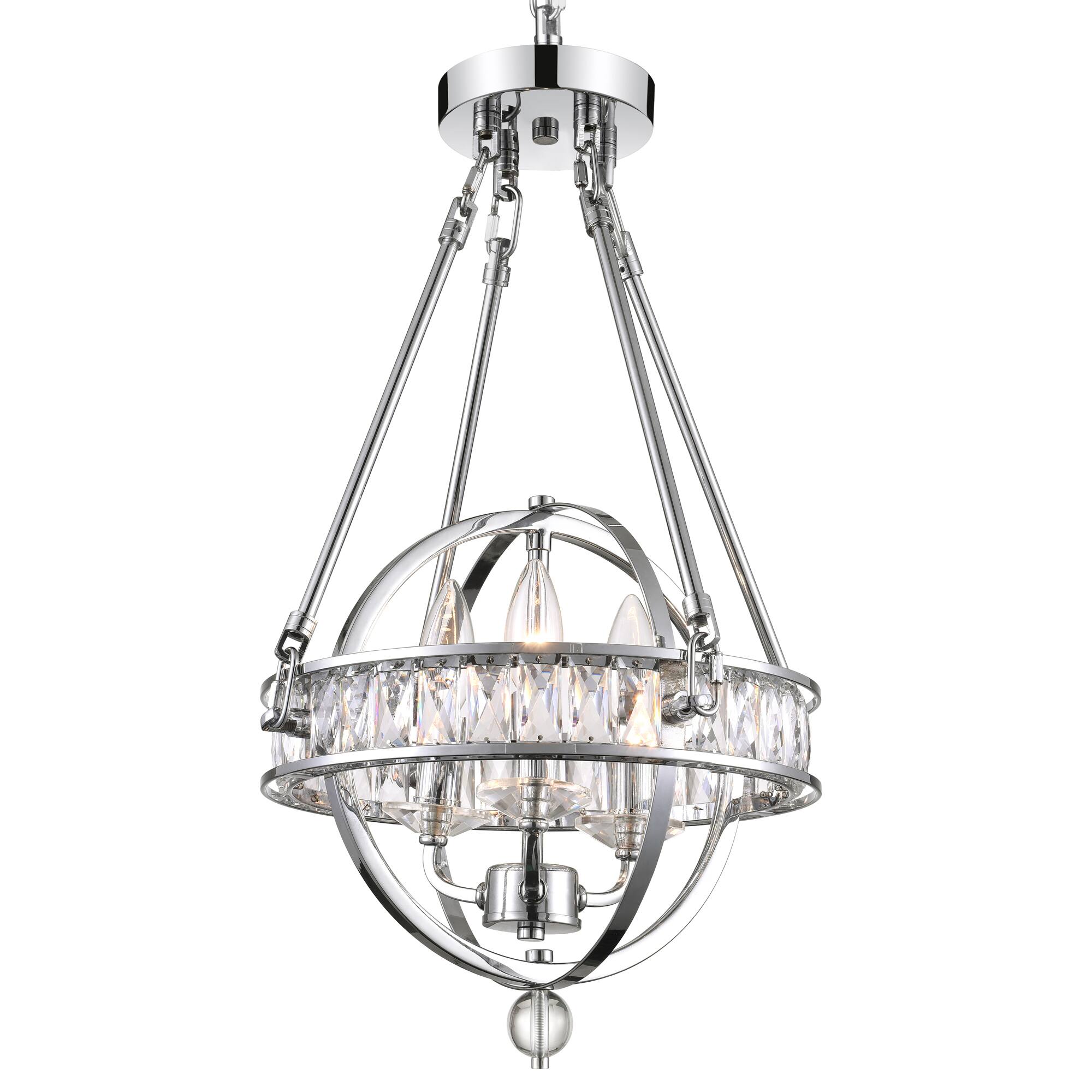 Angle. CWI Lighting - Arkansas 3 Light Mini Chandelier With Chrome Finish - Chrome.