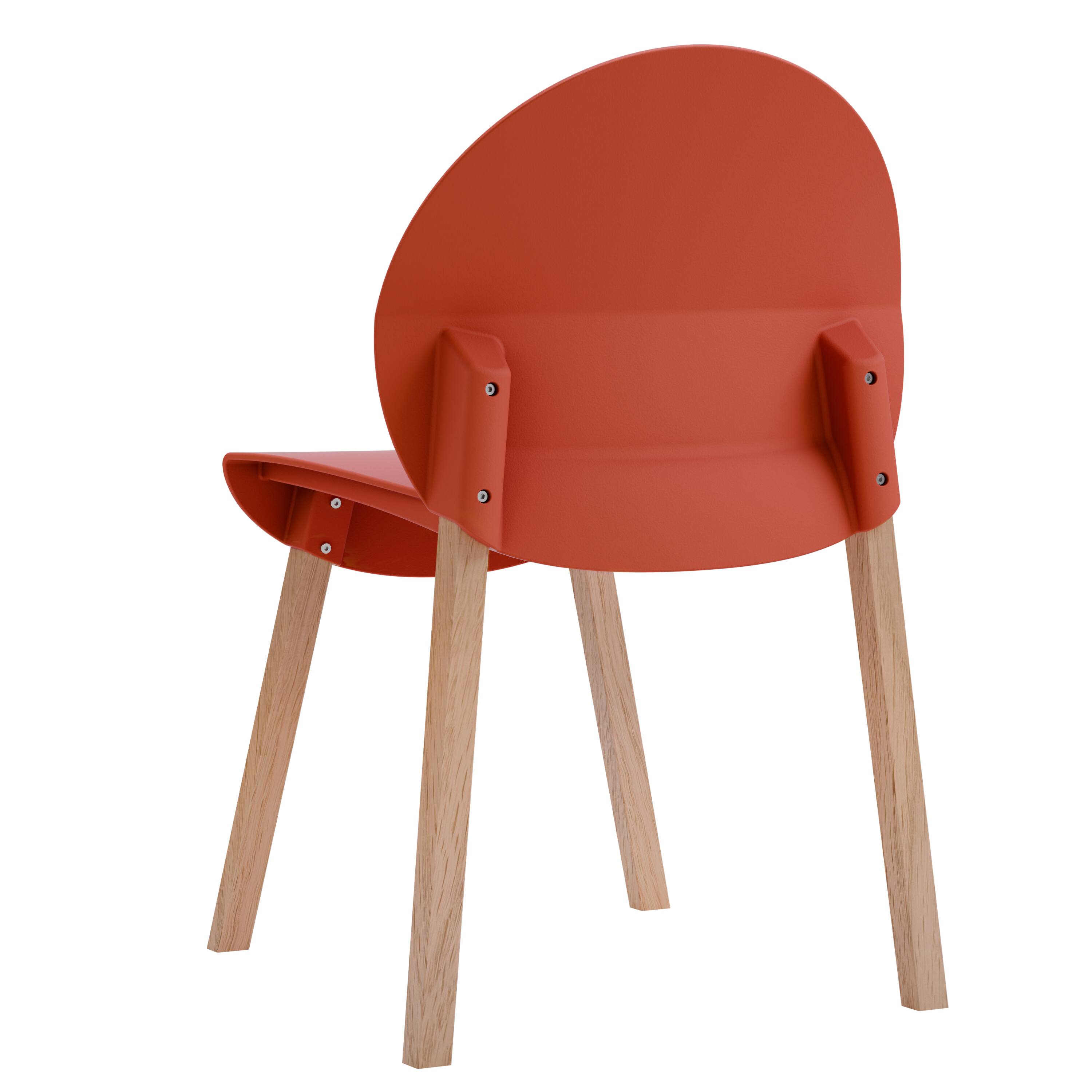 Alt View 7. Mondawe - 4-Pack Crimson Chairs – Red Oak Wood Legs & PP Seat - Red.