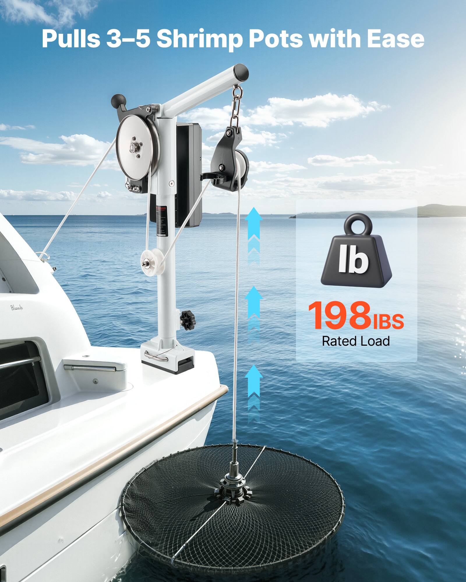 Pulls 3-5 Shrimp Pots with Ease  
Blunk lb 198 IBS  
IBS Rated Load