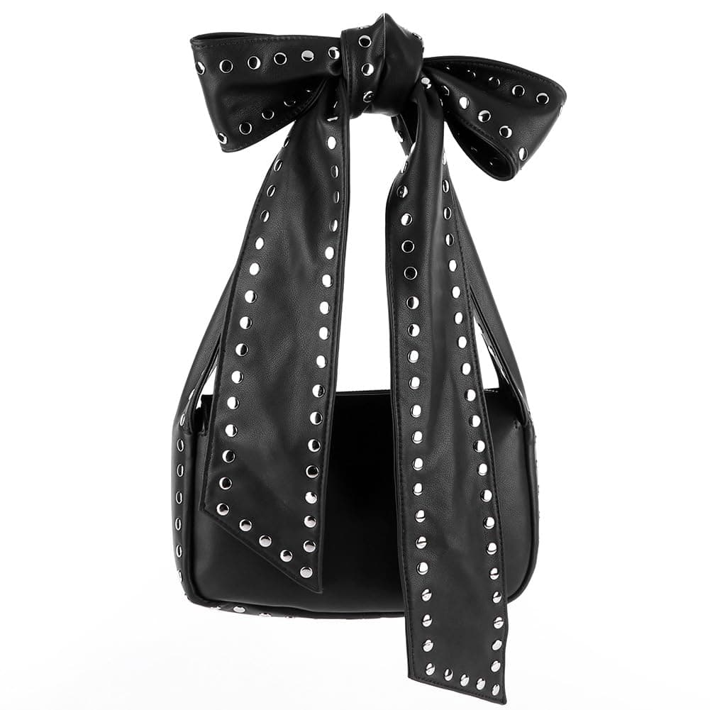 DORLUKFU - Studded Purses Y2K Shoulder Bag Crossbody Purse for Women Bow Knot Clutch Purse Hobo Handbag Purse - Black