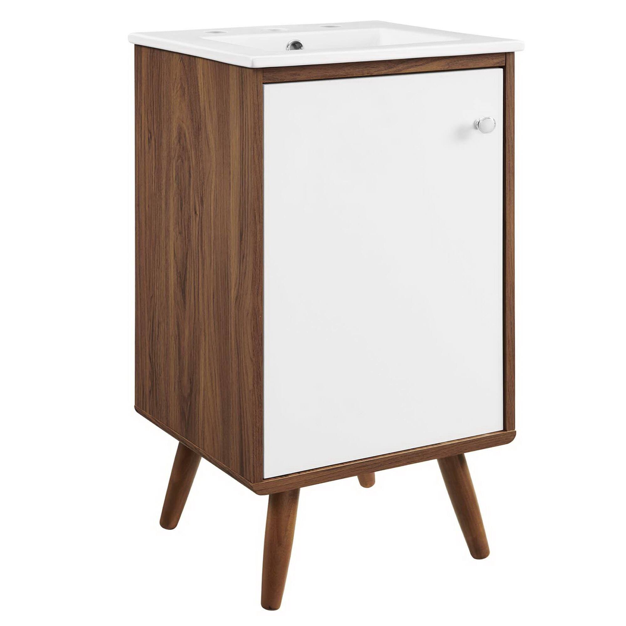Angle. Modway - Transmit Bathroom Vanity Basin Included - Walnut White.