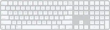 The text on the image is a list of keys on a keyboard. The keys are grouped as follows:
1. Function keys (F1 to F12)
2. Numeric keys (0 to 9)
3. Alphanumeric keys (A to Z, a to z)
4. Modifier keys (control, shift, and command)
5. Navigation keys (up, down, left, and right)
6. Punctuation keys (including the period, comma, and semicolon)
7. Numeric keypad keys (including the number sign, arrow keys, and the clear key)
The image shows a close-up view of a keyboard, highlighting the various keys and their arrangement.
