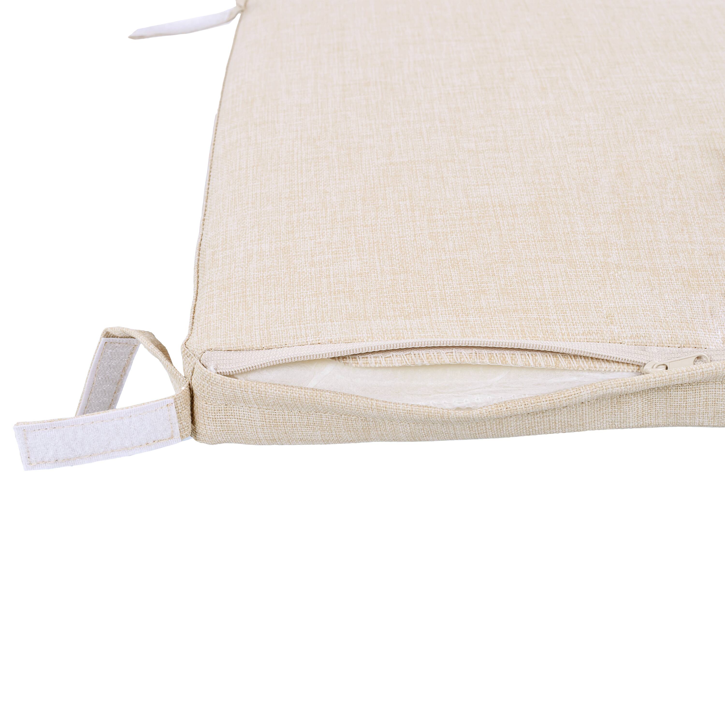 Alt View 6. Mondawe - Set of 2 Acacia Wood Patio Armchair with Rope Design Back and Water Repellent Cushion - Beige+White.