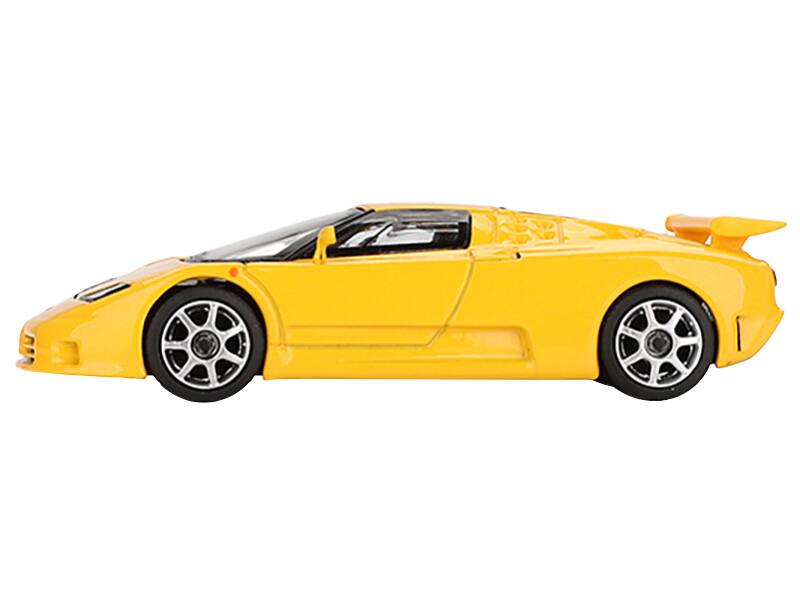 Angle. Mini GT - Bugatti EB110 Super Sport Giallo Bugatti Yellow Limited Edition 1/64 Diecast Model Car by Mini GT - Yellow.