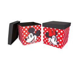Ukonic - Disney Mickey & Minnie 15-Inch Storage Bin Cube Organizers with Lids | Set of 2 - Red