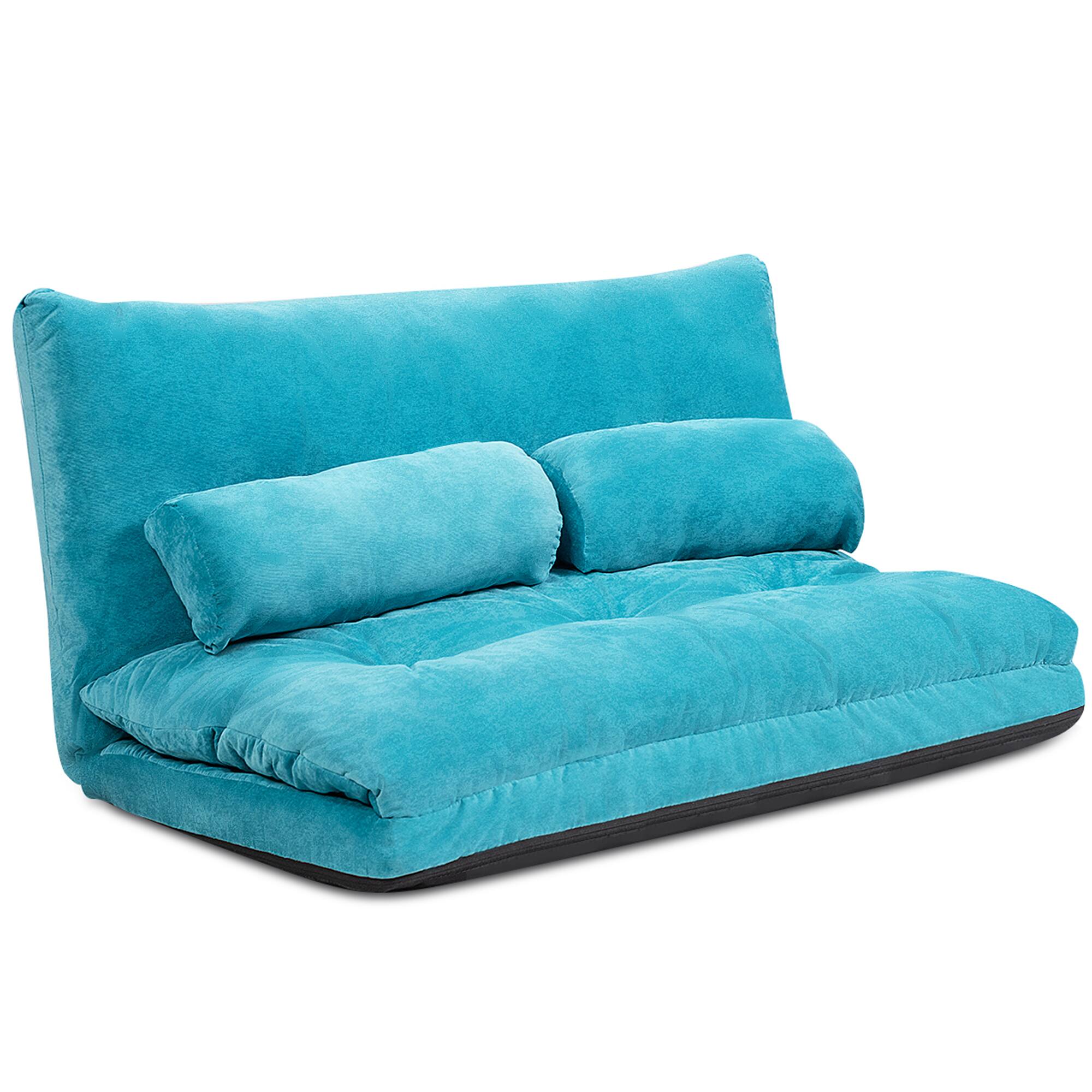 Alt View 4. Gymax - Gymax Rattan Patio Daybed Loveseat Sofa Yard Outdoor w/ Turquoise Cushions Pillows - Blue.