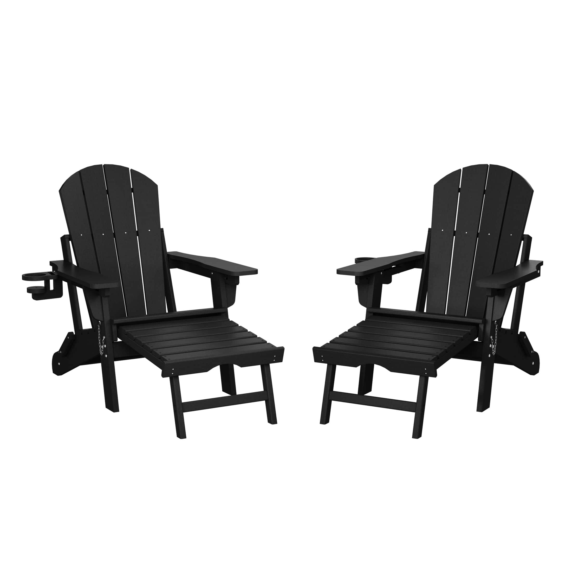 WestinTrends - Malibu Folding Adjustable Adirondack Chair with Retractable Ottoman and Cup Holder (Set of 2) - Black price history on PriceWatchPro