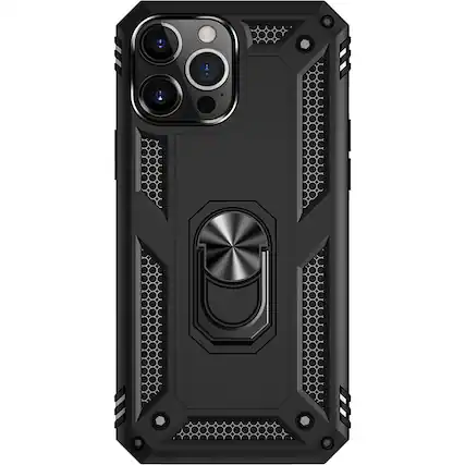 Front. SaharaCase - Kickstand with Belt Clip Case for Apple iPhone 13 Pro Max - Black.